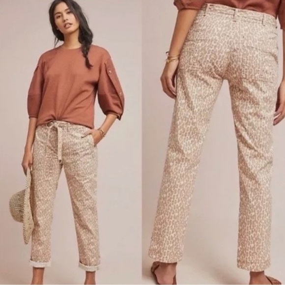 Anthropologie The Wanderer Leopard/ Animal Print Utility Pants with Belt Size 27 - Picture 1 of 11
